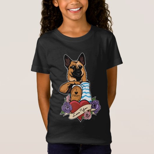 私は母タトゥー私はドイツの羊飼い母が大好き Tシャツ (正面)