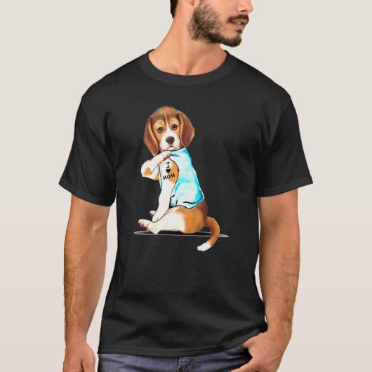 私は母ビーグルHarrier刺青が大好き Tシャツ (正面)