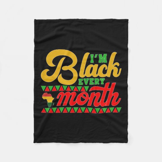 私は毎月ブラックシャツの黒い履歴月 フリースブランケット (正面)