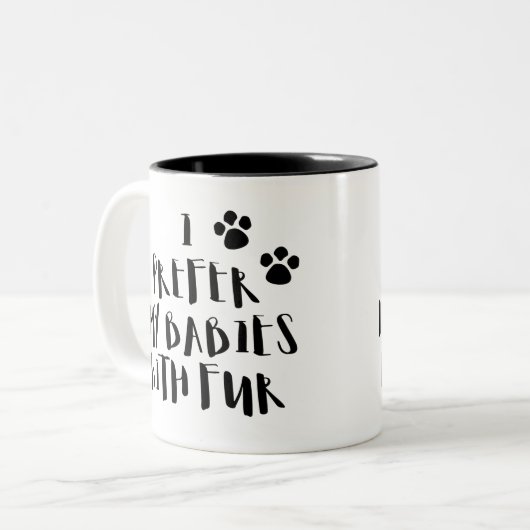 私は毛皮かわいいペットコーヒー・マグを持つ私のベビーを好みます ツートーンマグカップ (正面左)