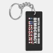 私は民主主義に対する恐怖を抱いて反対する キーホルダー (正面左)