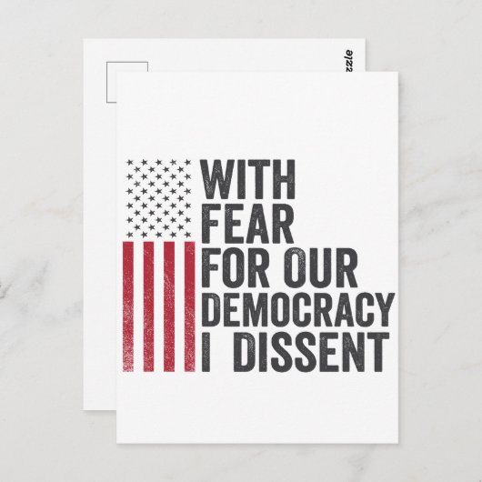 私は民主主義に対する恐怖を持ってアメリカ人に反対する ポストカード (正面/裏面)