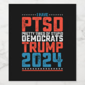 私は民主党のトランプかわいらし2024に疲れている ワインラベル (シングルラベル)