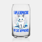 私は民主党員で、私の猫は賛成だ ガラス缶 (裏面)