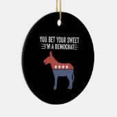 私は民主政治だと思っておもしろいる セラミックオーナメント (右)