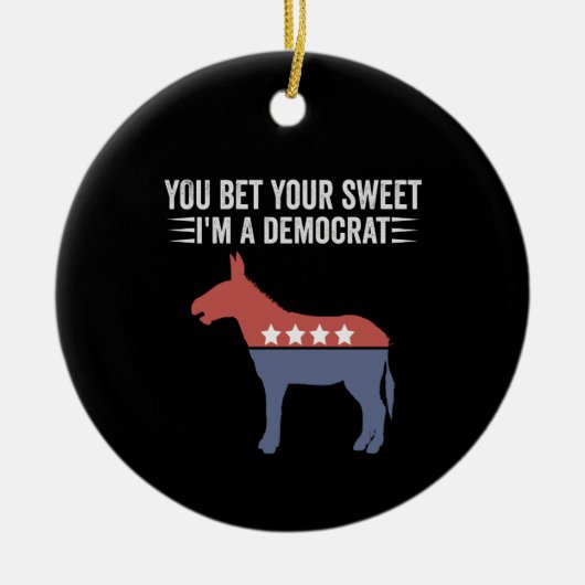 私は民主政治だと思っておもしろいる セラミックオーナメント (正面)