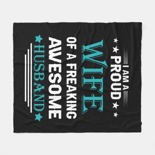 私は気の誇りを持った変わった夫の妻素晴らしだ フリースブランケット (正面(横))