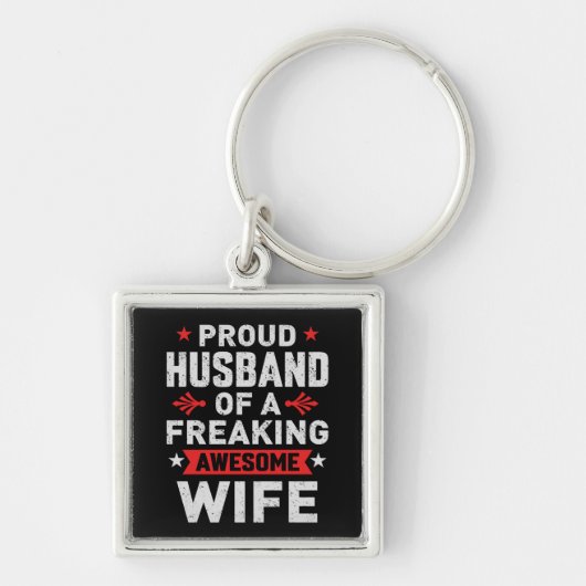 私は気の誇りを持った変わった妻の夫素晴らしだ キーホルダー (正面)