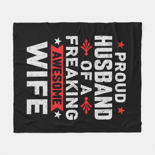 私は気の誇りを持った変わった妻の夫素晴らしだ フリースブランケット (正面(横))