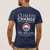 私は気候変動-オバマのパロディのTシャツ--を支えます Tシャツ (裏面)