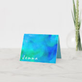 私は水の水彩画のバルミツワーのサンキューカードです ノートカード (正面)