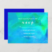 私は水の水彩画のバルミツワーの招待状です 出欠カード (正面/裏面)