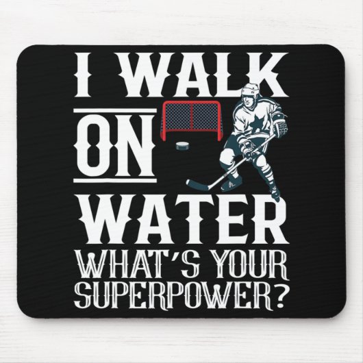 私は水アイスホッケーTee男性女性青年の上を歩く マウスパッド (正面)