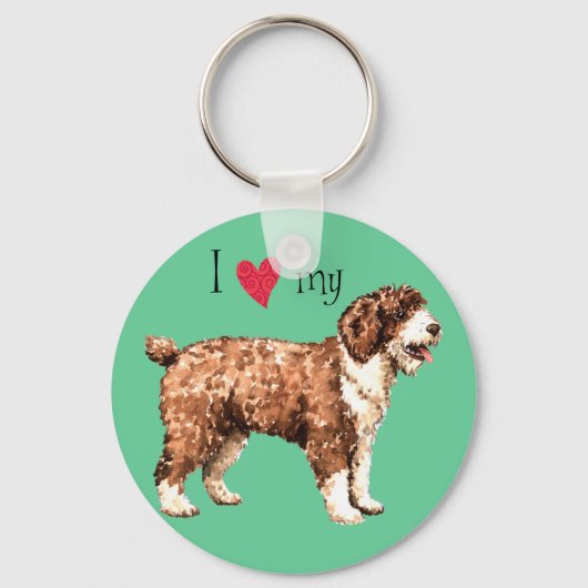 私は水スペインの犬が大好き キーホルダー (正面)