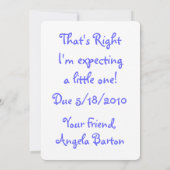 私は水妊娠の発表を飲みました 案内状 (裏面)