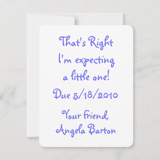 私は水妊娠の発表を飲みました 案内状 (裏面)