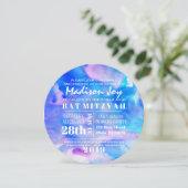 私は水彩画のバルミツワーの青い招待状です 招待状 (スタンド正面)