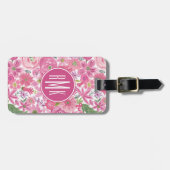 私は水彩画の花柄パターンを飾ります ラゲッジタグ (正面横)