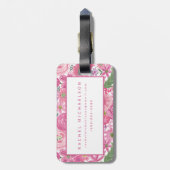 私は水彩画の花柄パターンを飾ります ラゲッジタグ (裏面縦)
