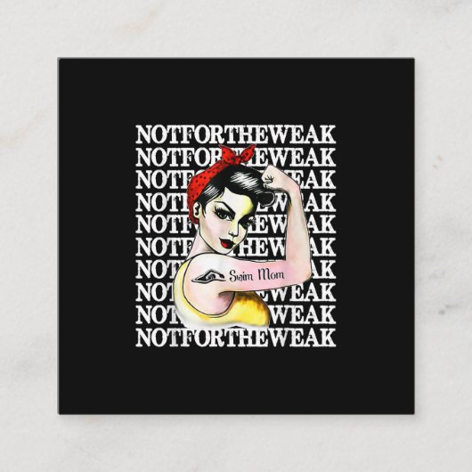 私は水泳が大好き – 母を泳ぐ弱くないデザイン スクエア名刺 (正面)