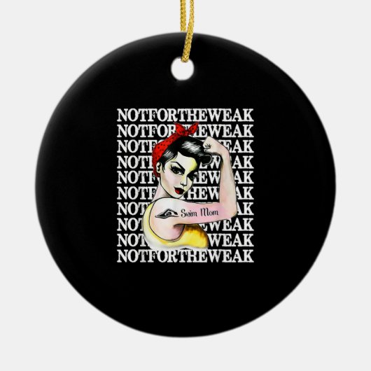 私は水泳が大好き – 母を泳ぐ弱くないデザイン セラミックオーナメント (正面)