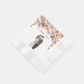 私は水色のフローラ結婚が大好きエレガント 縁ありカクテルナプキン (角)