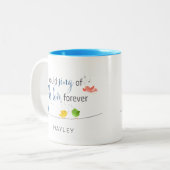 私は永遠にかわいい鳥を愛する神々の歌が歌えた ツートーンマグカップ (正面左)