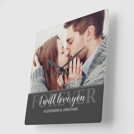 私は永遠にロマンチックなカップルを愛する スクエア壁時計 (傾斜)