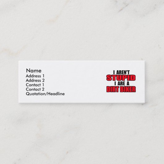 私は汚れたバイクもしくは自転車に乗る人 – プロファイルカード スキニー名刺 (正面)