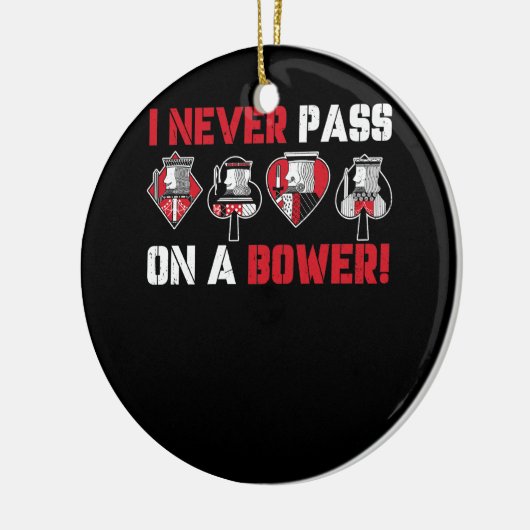 私は決してユーモアのユークルおもしろいカードGaを渡さない セラミックオーナメント (左)