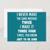 私は決して同じ間違いをしない。 |皮肉おもしろい的 ポストカード (正面/裏面)