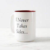 私は決して私…です仲介人のマグどちらか一方を支持しません ツートーンマグカップ (正面左)