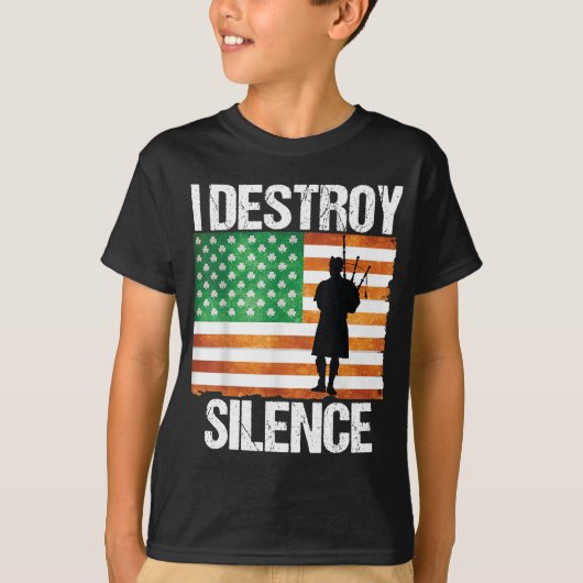 私は沈黙を破るSt patricks dayアイリッシュバグパイプ20 Tシャツ (正面)