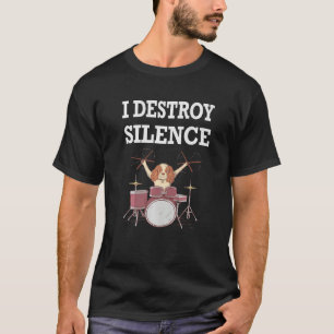 私は沈黙ドラマーのドラムドッグドラムセットプレミウを破壊 Tシャツ