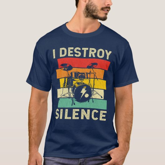 私は沈黙ドラマーを破おもしろい壊する Tシャツ (正面)