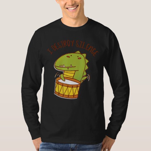 私は沈黙ロックスターワニ遊ゲータードラム Tシャツ (正面)