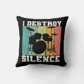私は沈黙ヴィンテージドラマー動揺してレトロを破壊 クッション (裏面)