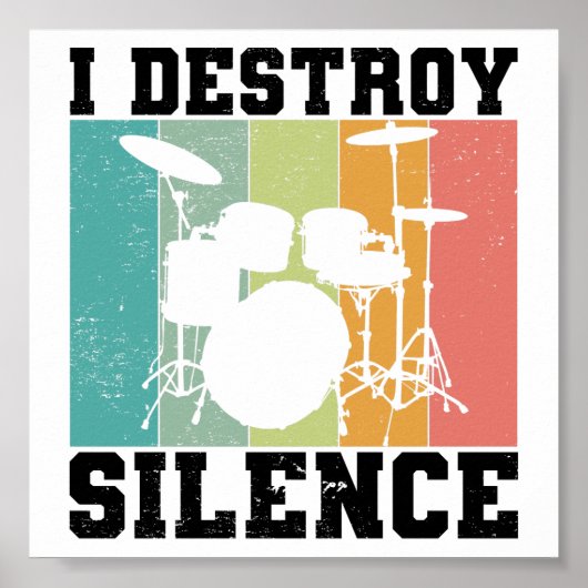 私は沈黙ヴィンテージドラマー動揺してレトロを破壊 ポスター (正面)