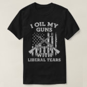 私は油私の銃と涙自由主義ののヴィンテージ銃恋人 Tシャツ (デザイン正面)