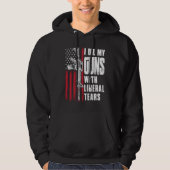 私は油私の銃を涙自由主義のの銃アメリカ国旗で パーカ (正面)