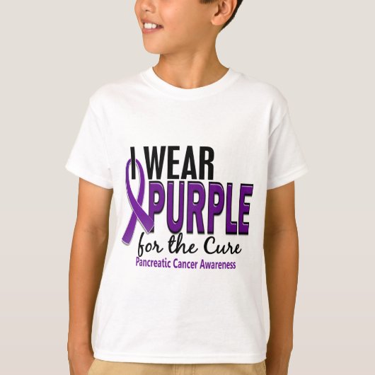 私は治療10の膵臓癌のための紫色を身に着けています Tシャツ (正面)