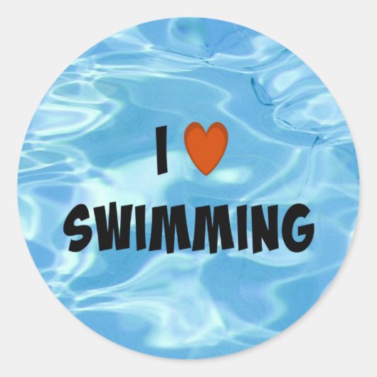 私は泳ぐのが大好きだ – 誘うような青い水だ ラウンドシール (正面)