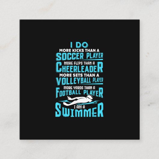 私は泳ぐ人スイミングプールおもしろいの恋人のギフトである スクエア名刺 (正面)