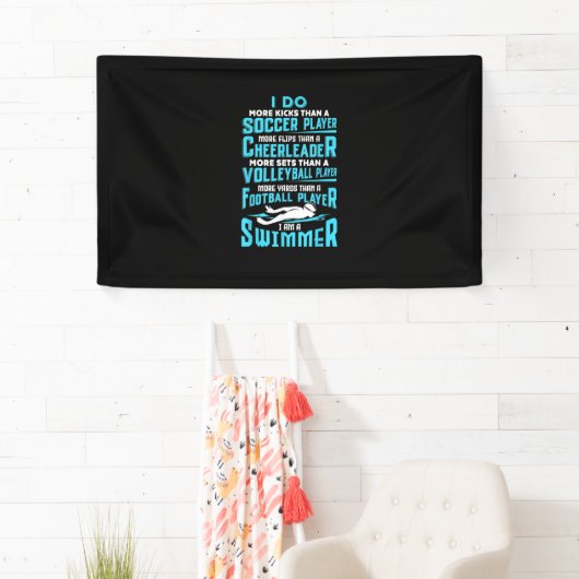 私は泳ぐ人スイミングプールおもしろいの恋人のギフトである 横断幕 (インサイチュ)