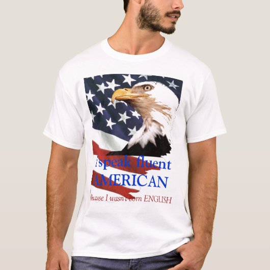 私は流暢なアメリカメンズワイシャツを話します Tシャツ (正面)
