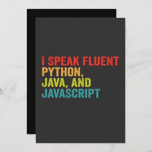 私は流暢なコンピュータ言語を話します - 面白いコーディング 招待状 (正面/裏面)