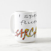 私は流暢な皮肉を話します コーヒーマグカップ (正面左)