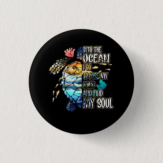私は海に私の心を失い、私の存在を見つけるために行く 缶バッジ (正面)