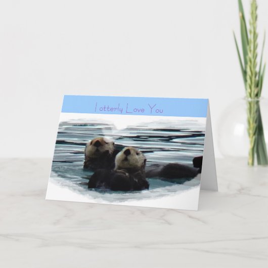 私は海のオッターグリーティングカードを愛する カード (正面)