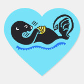 私は海のカワウソが大好き – 野生生物 – 自然 – 青 ハートシール (正面)